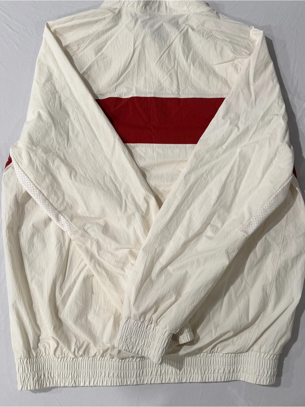 Jordan White and Crimson Half-Zip Windbreaker with OU Logo